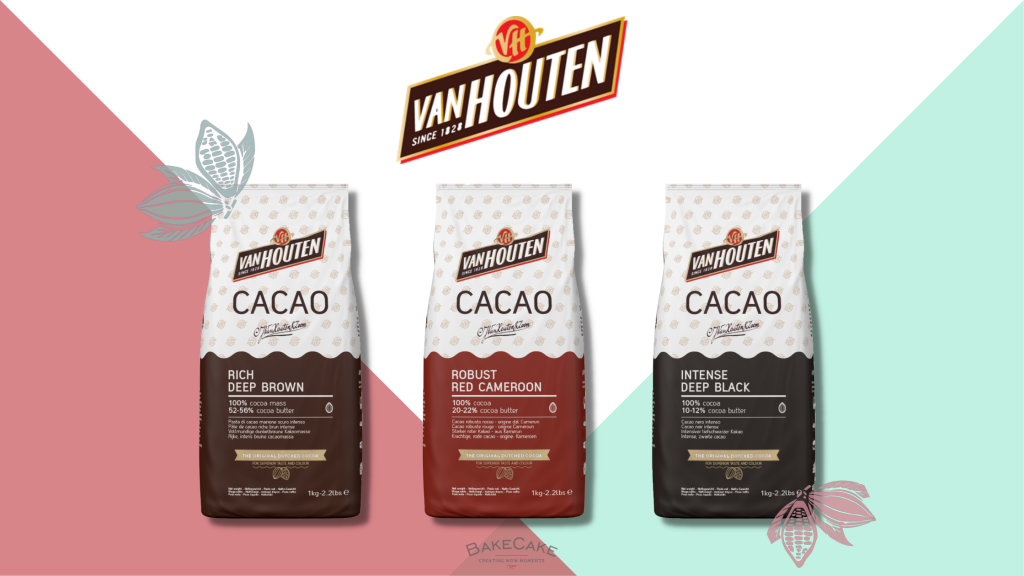 Van Houten: Rich Deep Brown, Robust Red Cameroon, Intense Deep Black. 