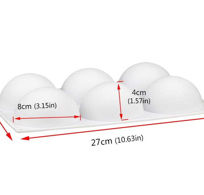 6 Halvklot Silikonform Semisfär Mousseform Chokladform Pralinform Dome