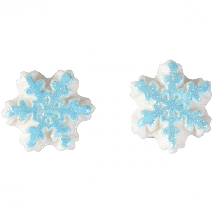 Wilton Snöflingor Sockerdekorationer Blå Shimmer Snowflake 24st