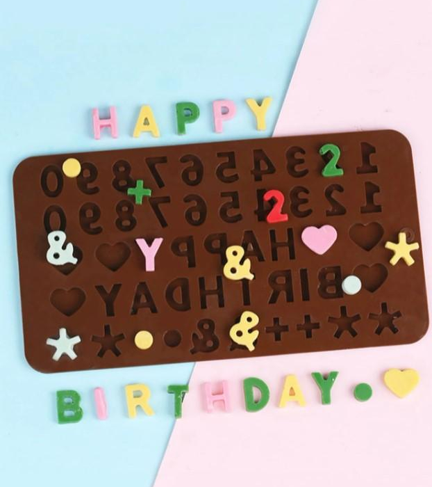 Chokladform i Silikon Siffror Happy Birthday SIlikonform Pralinform