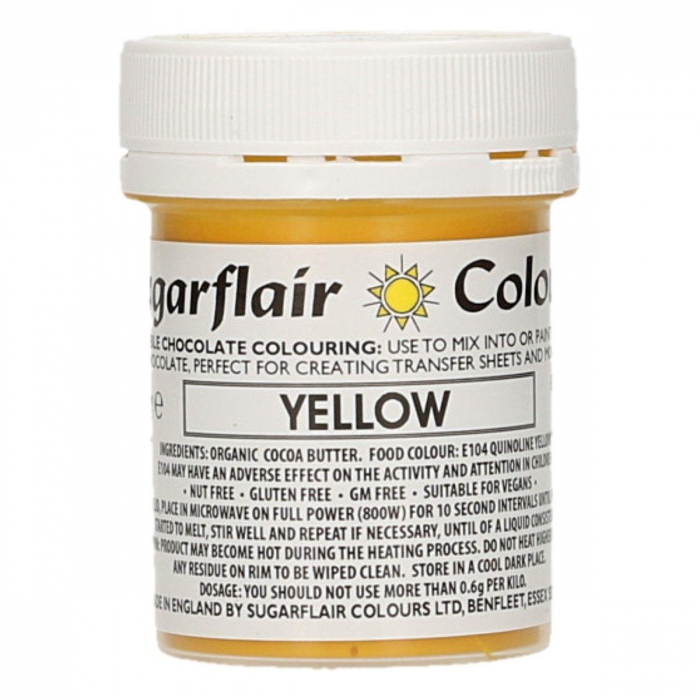 Sugarflair Chokladfärg Gul, Yellow 35g