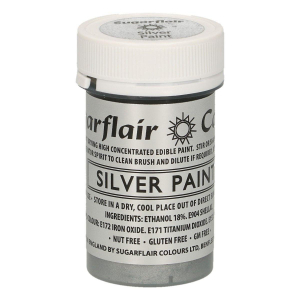 Sugarflair - Silver Ätbar Färg 20g | Silver Paint