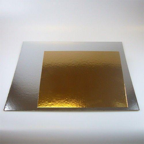Tårtbricka guld och silver, kvadratisk, 3-pack, 30 cm