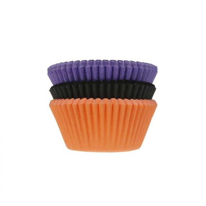 House of Marie Muffinsform Halloween, 50st Svart Orange Lila Cupcakes