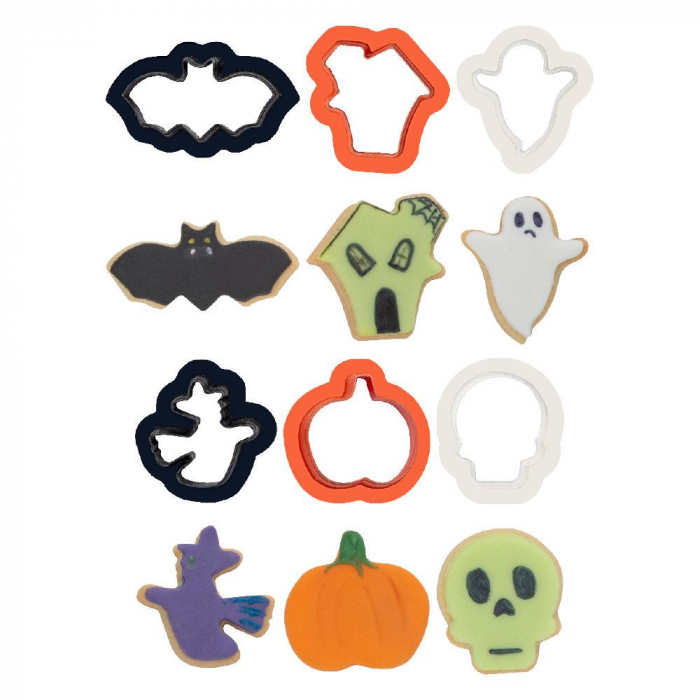 Mini Halloween Utstickare Kakmått, Spöke, Pumpa, Häxa, Skelett - Decora
