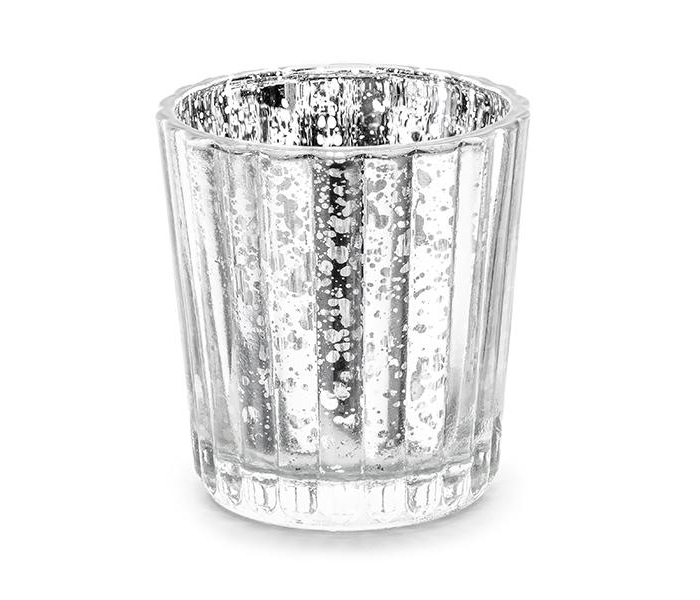 Ljuslykta för Värmeljus i Glas, Silver, 6cm