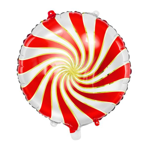 Folieballong Rund Candy, 45cm, Röd