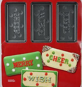 Wiltpn Baklåt Jul Kakor Christmas Holiday Words Cookie Pan 6 cav