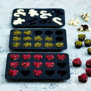 Blomsterbergs Chokladform 3 delar Grå Hjärtan Blommor Jul