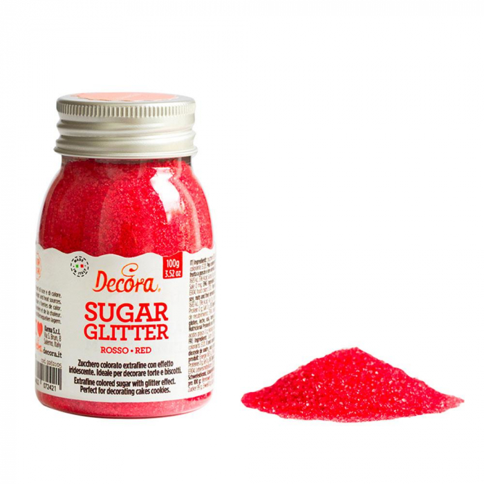 Sanding Sugar Röd Glitter Strössel Färgat Socker - Decora