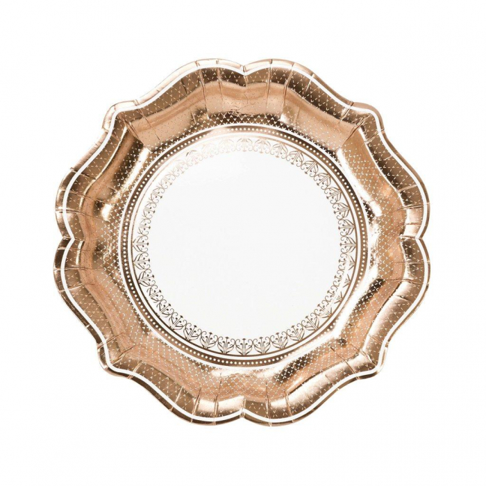 Lyxiga Papptallrikar Roséguld 12 pack - Talking Tables