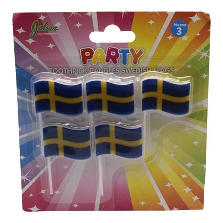 Tårtljus med Sverigeflagga 5st
