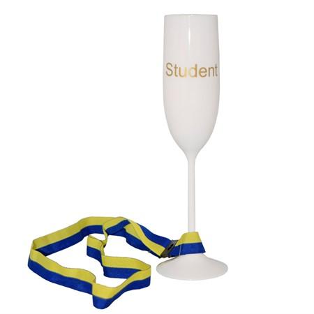 Student Champagneglas med band