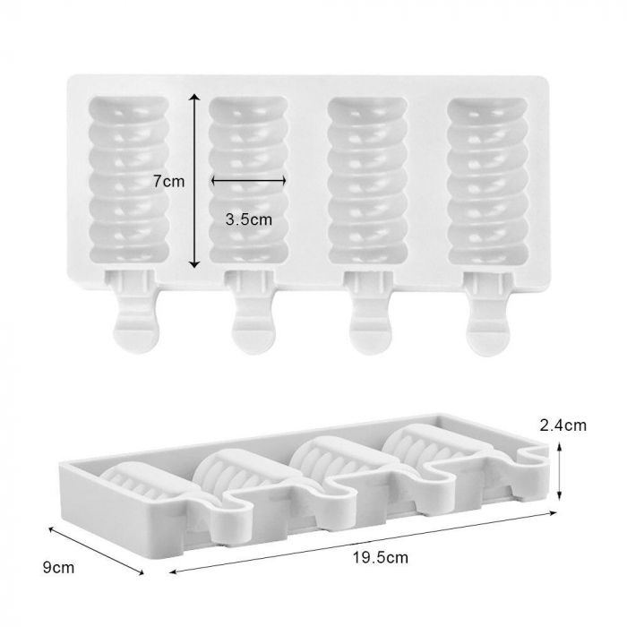 Mini Glassform Spiral Popsicles I Silikonform 4st glassar