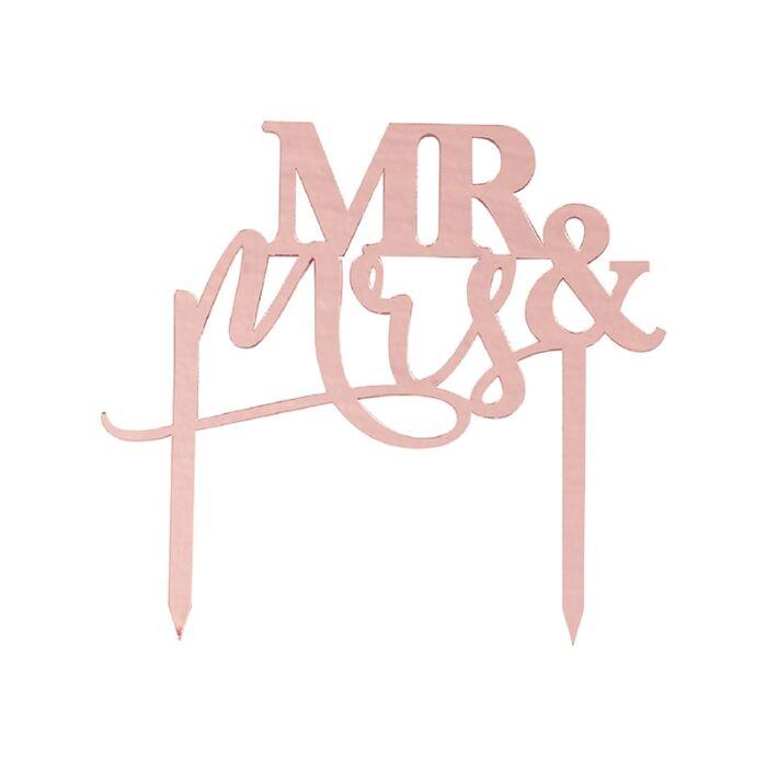 Mr And Mrs Rose Gold Tårtdekoration Bröllop- Ginger Ray