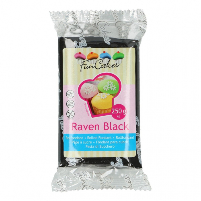 FunCakes - Svart Sockerpasta 250g | Raven Black