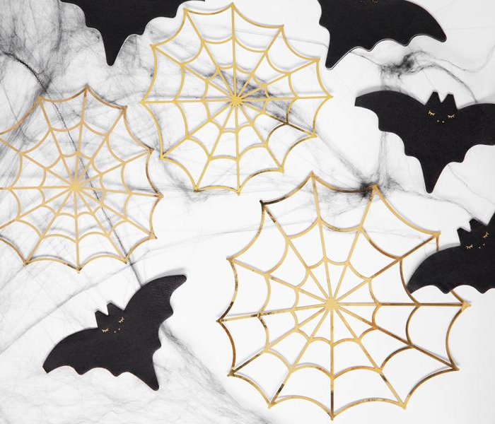 Pappers dekoration - Spindelväv, guld Halloween- PartyDeco