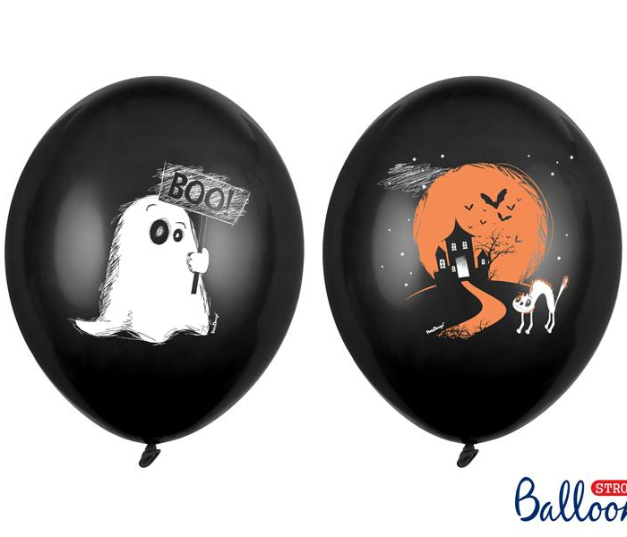 Ballonger 30cm, Spöke, Svart 10-Pack- Halloween- PartyDeco