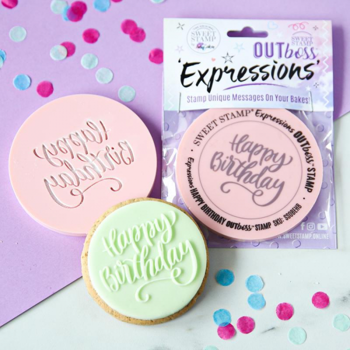 OUTboss Expressions Utstickare, Elegant Happy Birthday- Sweet-Stamp