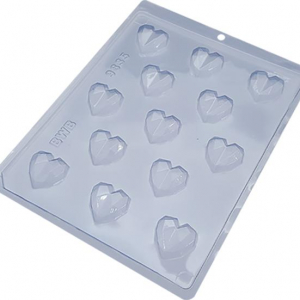 BWB 9835 - Simple Mold - Pralinform Små Diamant Hjärta 13st- Diamond Heart