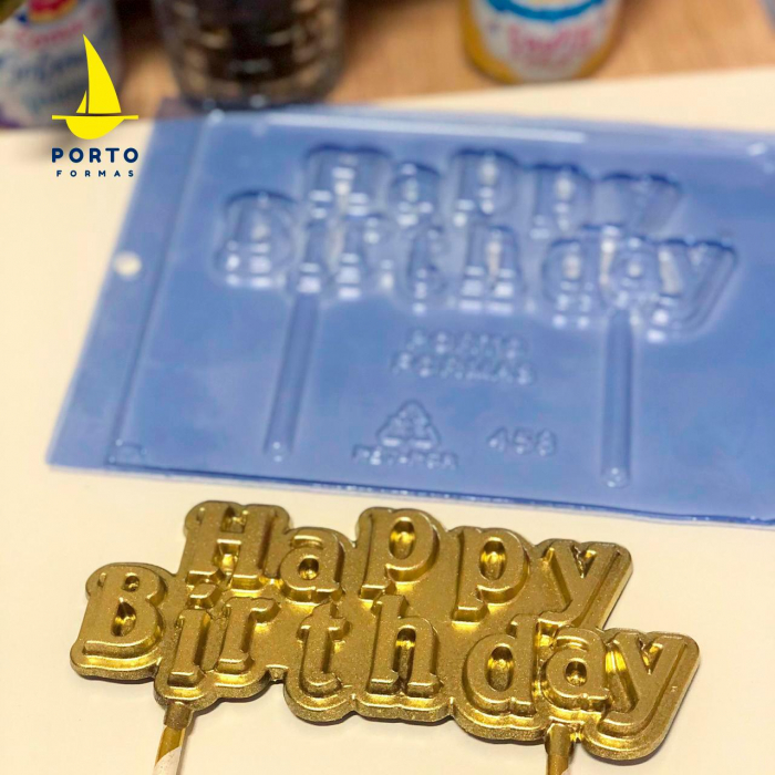 Porto Formas - 458 Happy Birthday - Pralinform Chokladform Birthday Topper