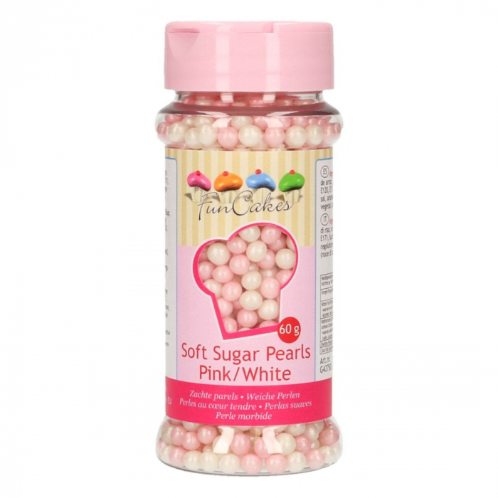 FunCakes – Mjuka sockerpärlor Rosa/Vita Strössel 60g