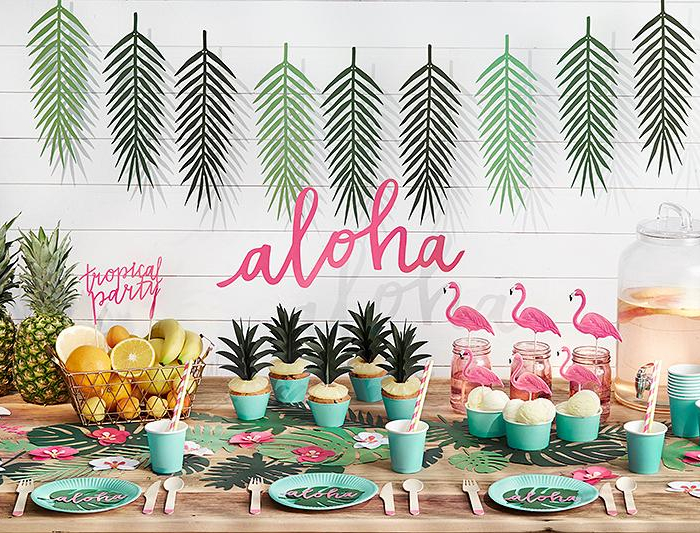 Bordsdekorationer Rosa Aloha - Tropical Festival