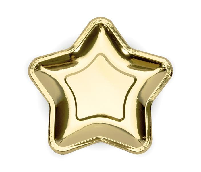 Papptallrikar Stjärna Guld 23cm, 6-Pack
