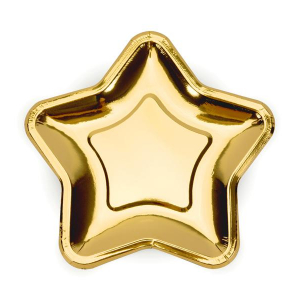 Papptallrikar Stjärna Guld 6-Pack, 18cm
