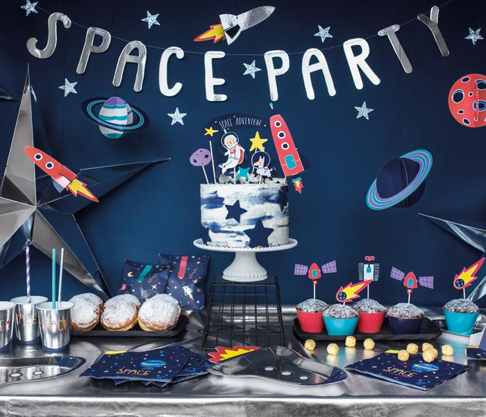 Pappmuggar Rymdtema, Rymdraket Space Party, 6-Pack