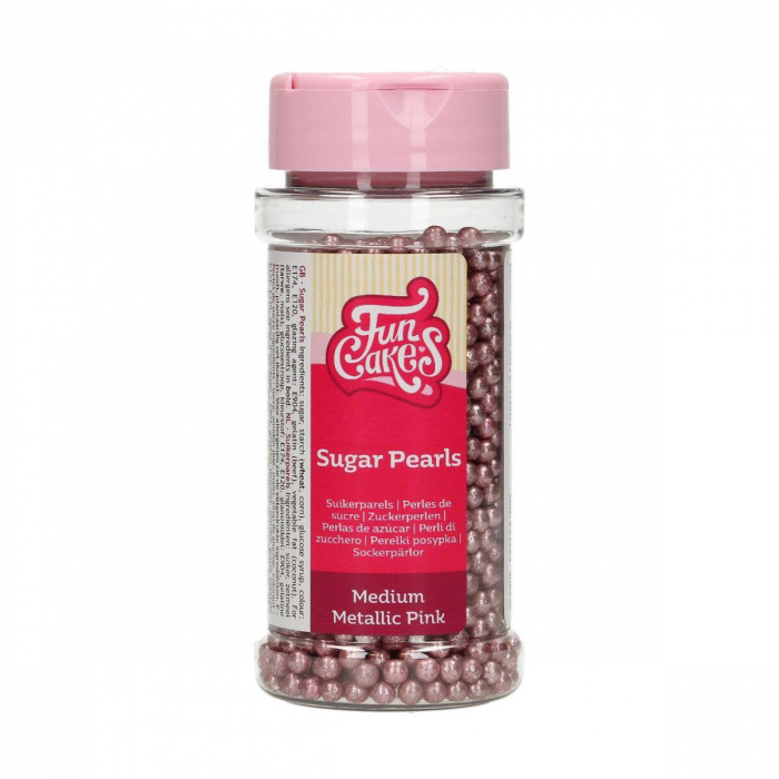 FunCakes Sugarpearls Metallic Pink Sockerpärlor Rosa Strössel