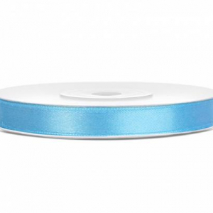 Satinband Dekorationsband Blå-Vit Randig Sky-Blue 6mm
