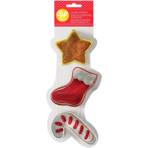 Wilton Jul Utstickare Stjärna-Strumpa-Candy Cane 3 Pack Cookie Cutter