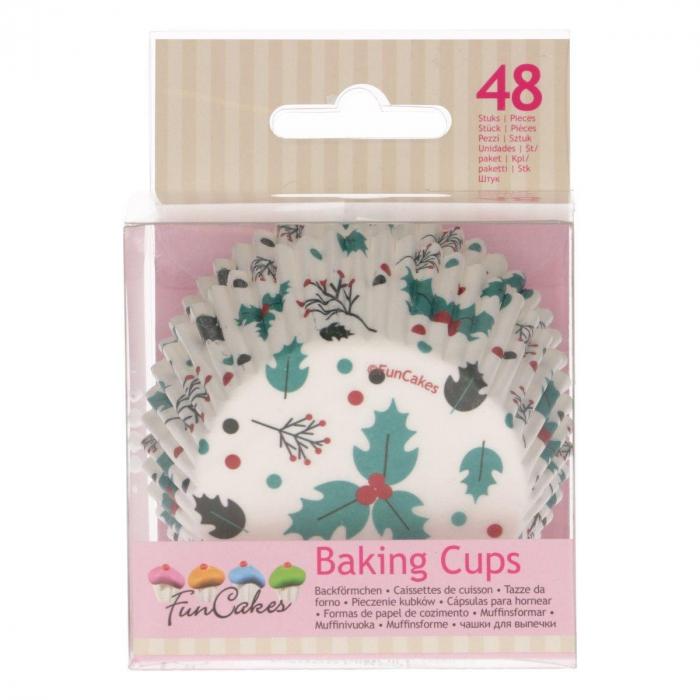 FunCakes Muffinsformar Järnek Baking Cups -Holly Leaf- 48st