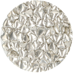 FunCakes Sockerhjärtan Metallic Silver Strössel Hearts 80 g