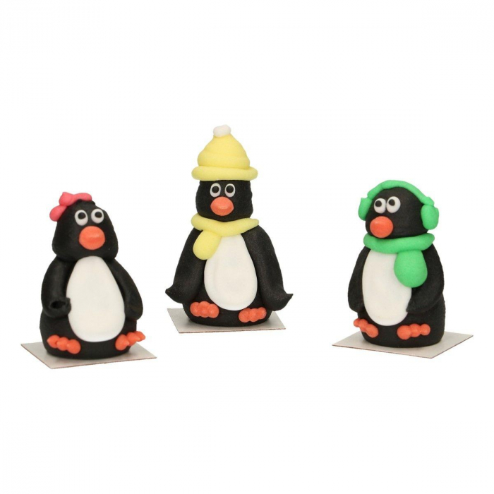 Jultomte Pingviner 3st Jul Sockerdekorationer 3D Penguin Set