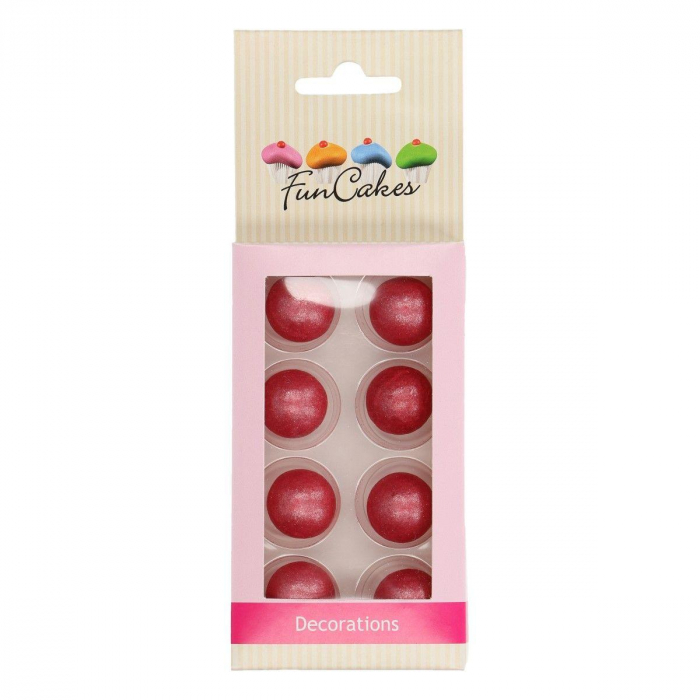 FunCakes Sockerdekorationer Rosa Chokladkulor Pearl Choco Balls Dark Pink Set/8