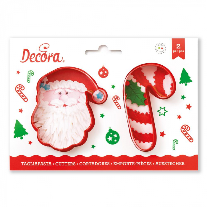Tomte & Candy Cane Utstickare Jul Julbak Kakmått - Decora