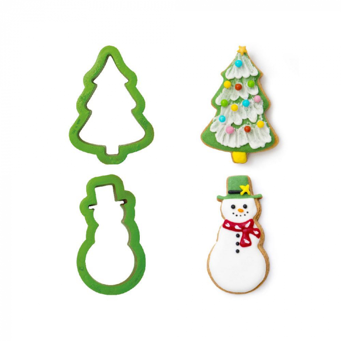 Julgran & Snögubbe Jul Utstickare Kakmått 2-Pack - Decora