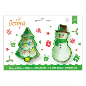 Julgran & Snögubbe Jul Utstickare Kakmått 2-Pack - Decora