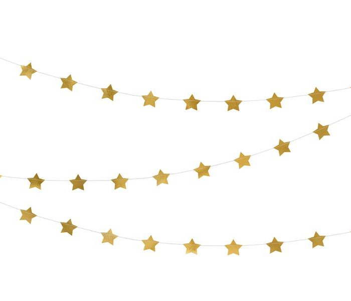 Girlang Stjärnor Stars, Guld, 3.6m
