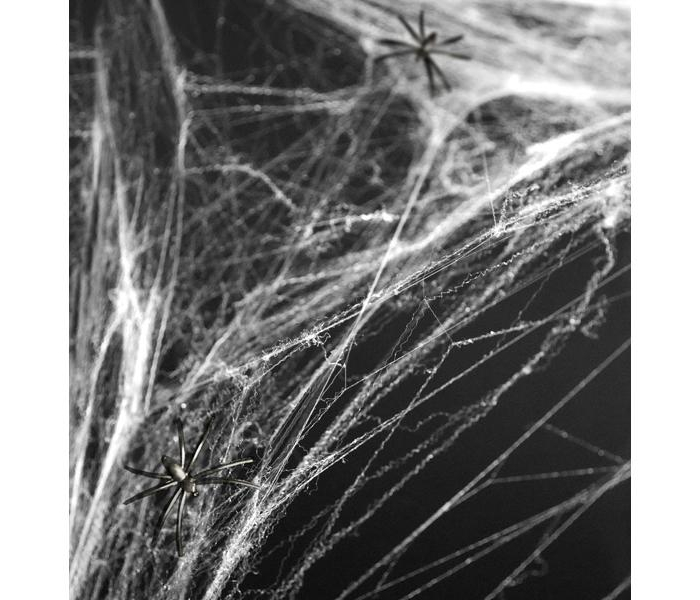 Vitt Spindelnät med Spindlar Spiderweb Halloween Dekorationer- PartyDeco