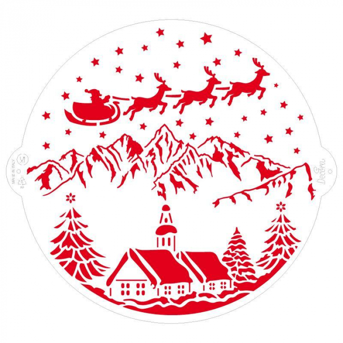 Jul Stencil Jultomte Släde Renar 25cm, Merry Christmas - Decora