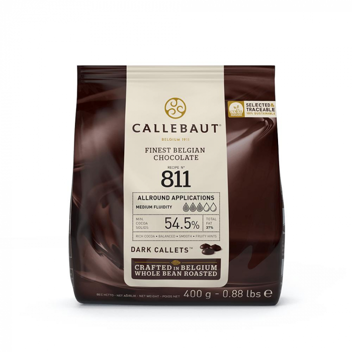 Callebaut 811 Chokladpellets Chokladknappar 70,5% Mörk choklad 400g