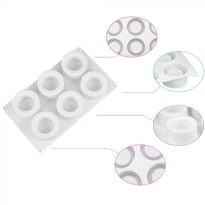 6 hål pudding mögel 3D silikon