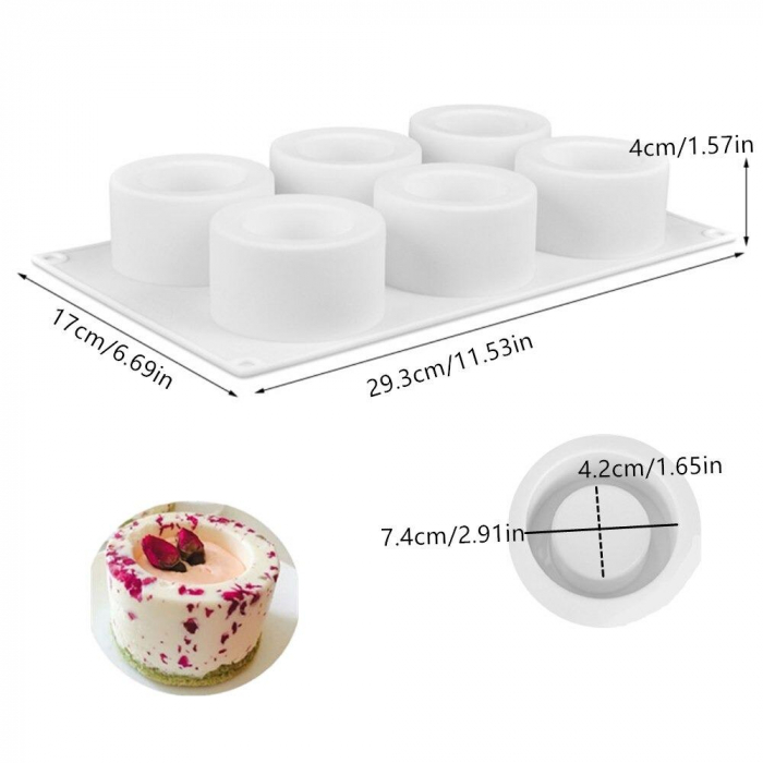 6 hål pudding mögel 3D silikon