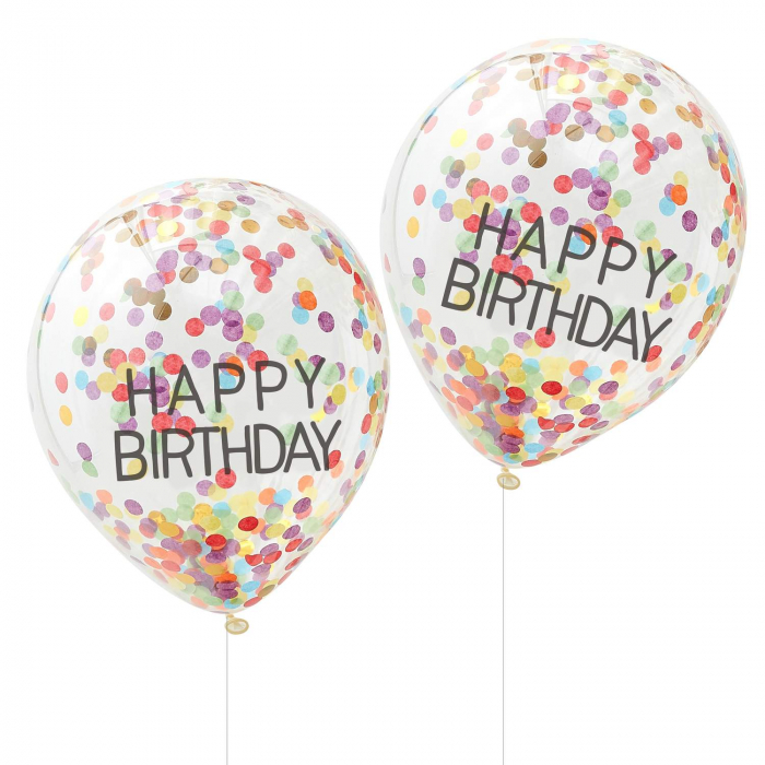 Happy Birthday Regnbåge Konfettiballonger Ballonger