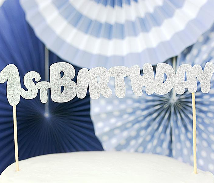 Cake Topper - 1st Birthday - Silver