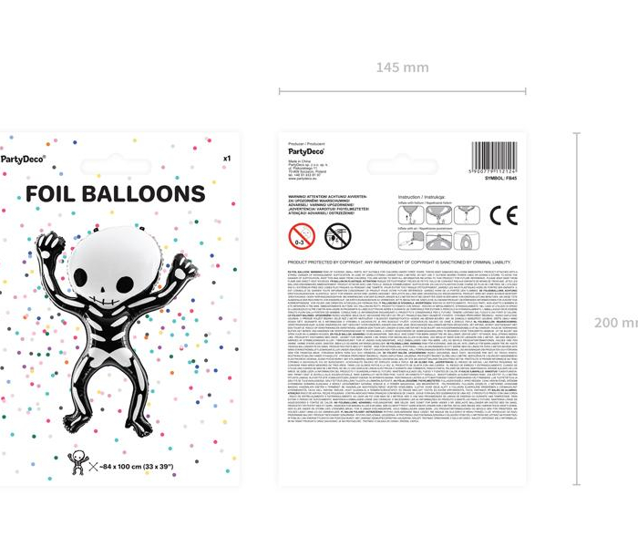 Folieballong Skelett, Halloween- PartyDeco