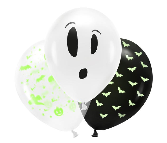 Glow in the dark ballonger 23cm, Halloween- PartyDeco